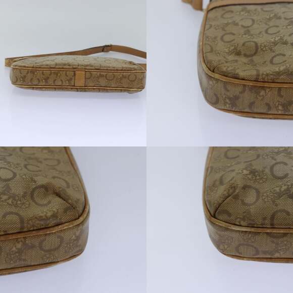 CELINE C Macadam Canvas Shoulder Bag Leather Beige - Picture 10 of 12